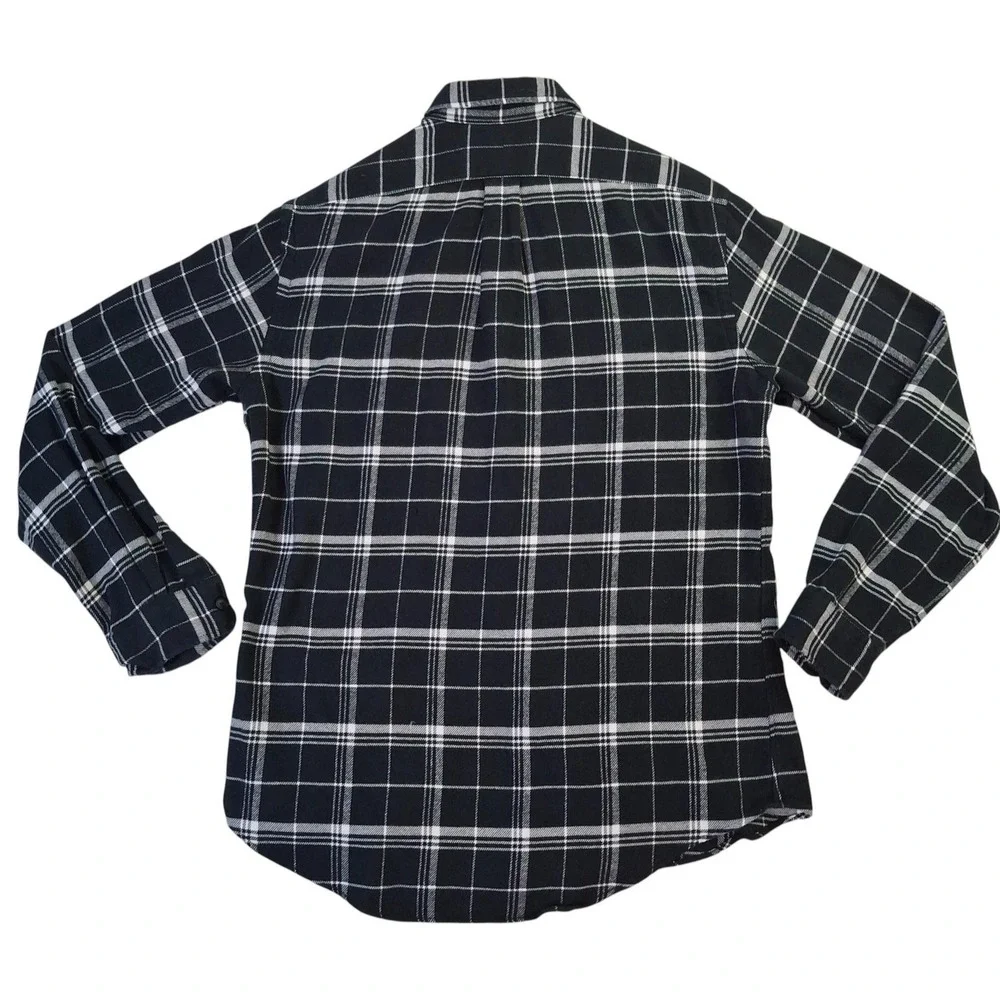 Polo Ralph Lauren Shirt Mens Medium Black Plaid Flannel Button Front Long Sleeve